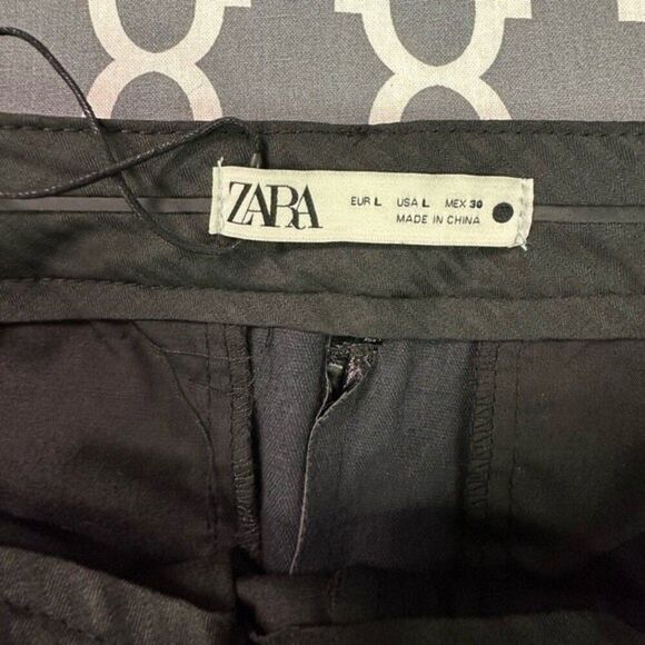 New Zara Faux Leather Croc Embossed Pants Size L - Picture 11 of 12